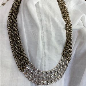 Gold and silver colored chain necklace